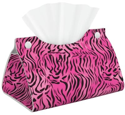 WZYWHJ Zèbre Tigre Léopard Rose Impression Papier Serviettes Rectangulaire Boîte à Mouchoirs Support avec Sangle inférieure Sac de Rangement Décoratif Moderne