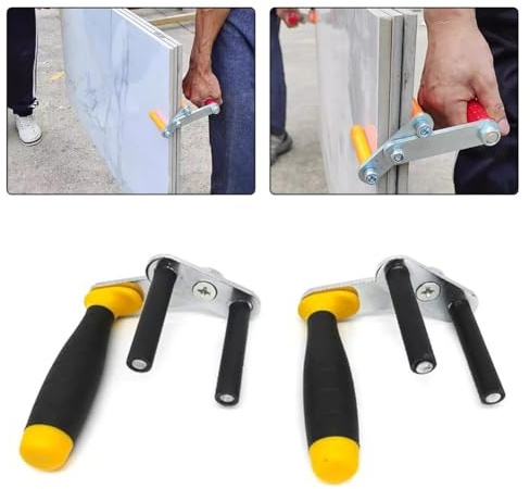 URPIZY Metall‑Plattenheber mit 115 kg Tragkraft, 45 mm Öffnung und gummierter Anti‑Rutsch‑Griff, für Trockenbauplatten, Türen, Fenster und Glas, Verstellbarer Kraftwinkel, 2er‑Pack, Schwa