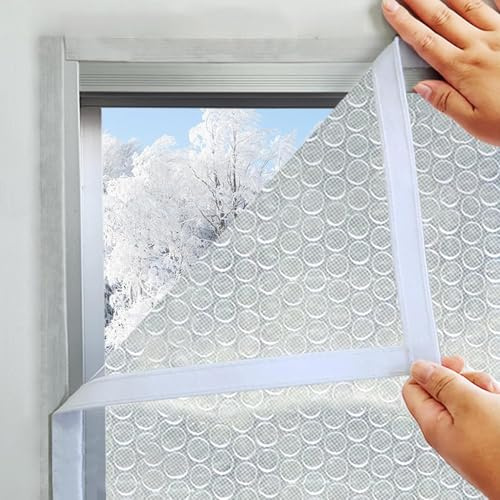 55 x 85 cm Isolations-Fensterfolie, Fensterisolier-Set, Doppelverglasungsfolie für Fenster, transparent, Kälteschutz, Fensterisolierungsfolie für Fenster, winddicht