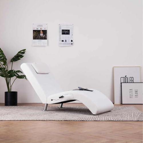 Nqyjm Massagesoffa med vit konstläderkudde, soffa, schäslong, schäslong, schäslong, stoppad, loungesoffa
