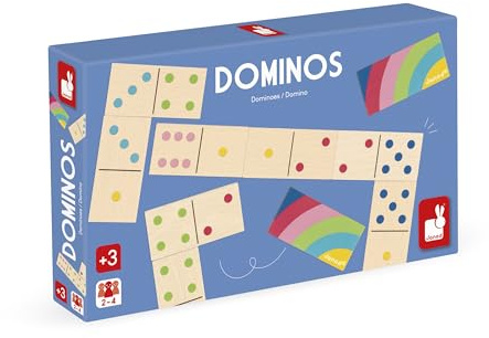 Janod – Dominospiel aus Holz für Kinder – 28 Teile für stundenlangen Spielspaß – Klassisches Holzspielzeug ab 3 Jahren