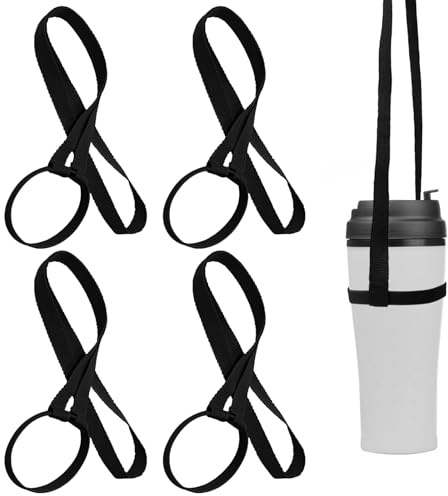Simsky 4PCS Becherhalter, Bier und Softdrinkhalter mit Tragegurt, Wiederverwendbare Getränkehalter für Festivals, Konzerte & Outdoor, praktischer Schnapsgürtel als Becherhalter, Schwarz