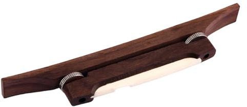 Archtop Guitar Wood Bridge with Bone Saddles Height Adjustable Mandolin Parts for Long Lasting Durability Smooth Flat Bottom Bridge Parts