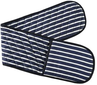 Lakeland Navy Butcher Double Oven Glove – Quilted 100% Cotton Heat Resistant Thick Mitts for Baking, Cooking, and Roasting | Traditional Padded Kitchen Oven Linens, Navy Blue & White Stripe