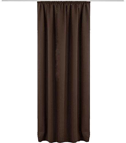 JEMIDI Vorhang Blickdicht 140x245cm - Gardine mit Kräuselband Universalband - 100% Polyester Schal lang für Wohnzimmer Schlafzimmer - Dunkelbraun