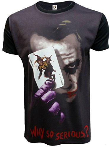 New WHY SO SERIOUS Joker Sublimation T Shirt/Funny/Batman Heath Ledger/TOP/TEE (L) Black