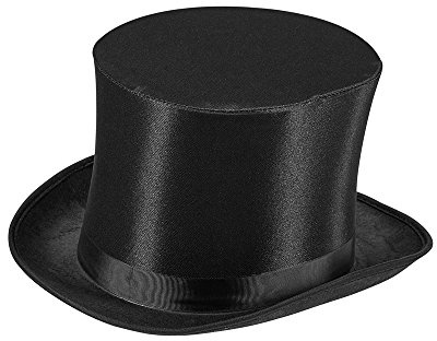 PARTY DISCOUNT NEU Zylinder, authentisch, aus Satin, schwarz