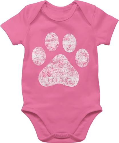 Shirtracer - Baby Body Kurzarm - Tiermotiv Animal Print - High Five Hunde Pfote