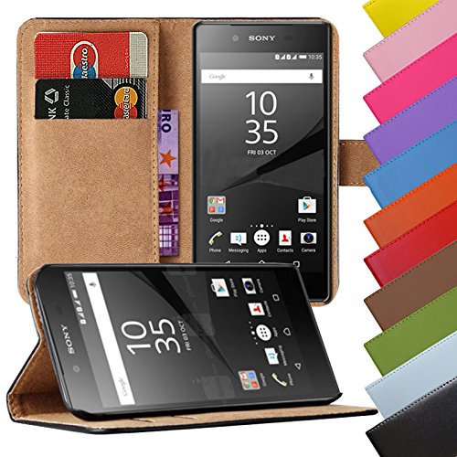 Eximmobile - Book Case Handyhülle für Sony Xperia XZ2 Compact in Braun mit Kartenfächer | Schutzhülle aus Kunstleder | Handytasche als Flip Case Cover | Handy Tasche | Etui Hülle Kunstledertasche