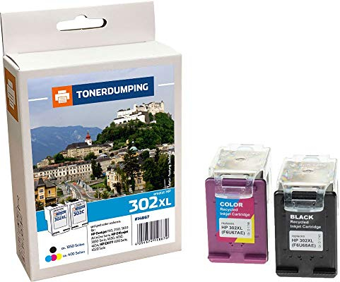 TONERDUMPING 2x Druckerpatronen kompatibel mit HP 302XL / F6U68AE+ F6U67AE Schwarz + Color für HP Envy 4511 4520 4525 Allinone HP DeskJet 3630 3636 2130 1110 HP OfficeJet 3830 3835 4655 5200 5230 5220