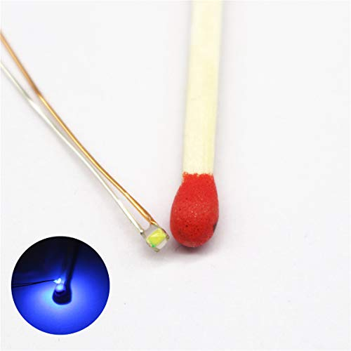 Bowerful 50 Stück vorgelötete Micro Pico Litz Kabelkabel Blau SMD LED 0603 + Muti-Widerstand Neu