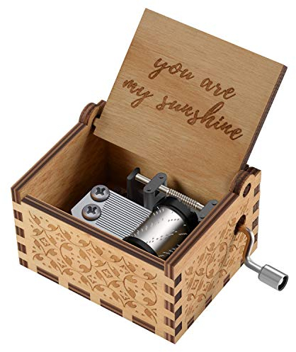 Musikkästchen aus Holz „You Are My Sunshine“, Spieluhr mit Laser-Gravur, Vintage-Box, Geschenk, für Geburtstage, Weihnachten, Valentinstag