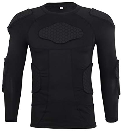 Lalander Protektorenshirt Protektoren Shirt Gepolstert Sportanzug/Schutz Bekleidung für Fußball Basketball Paintball Kampfsport Rugby (B-2, XL)