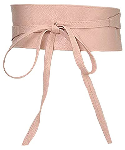 Ulalaza Damengürtel aus weichem PU-Leder mit Kordelzug zum Binden um den Obi-Bund Boho-Gürtel mit breitem Bund