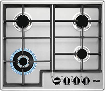 Zanussi Series 40 60cm 4 Burner Gas Hob with Wok Burner - Stainless Steel