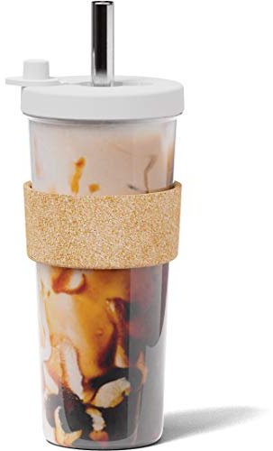 Dodoko Bubble Tea Becher, Smoothie Becher, Smoothie Glas, Bubble Tea Becher mit Strohhalm, Bubble Tea Cup, Bubble Tea Gläser, Bubble Tea Glas, Milchshake Becher 24 oz Weiß