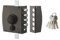 THIRARD - Serrure en Applique à Bouton pour Porte d'Entrée - 154 x 140 mm - 3 Points - Droite - 5 Clés - Coffre et Gâche Acier - Verrouillage à Trois Points - Sécurité Renforcée - Noir