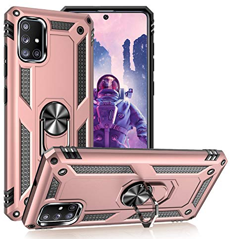 KUAWEI für Samsung Galaxy S10 Lite/M80S/A91 Hülle, Dual Layer Militärischer Schutz Handyhülle Mit Ständer und Auto Halterung Funktion für S10 Lite/A91/M80S 6.7 (Rosegold)