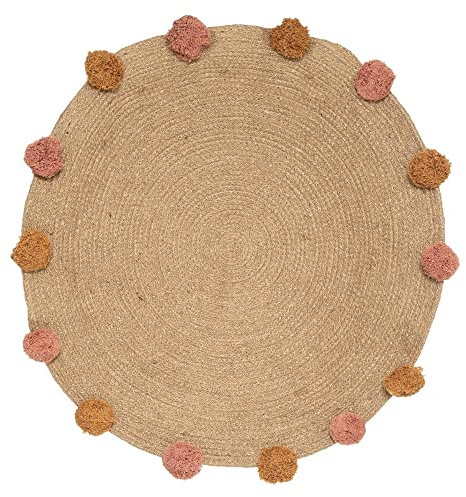 Atmosphera - Kinderteppich Pompons - Jute D. 78 cm - Mehrfarbig
