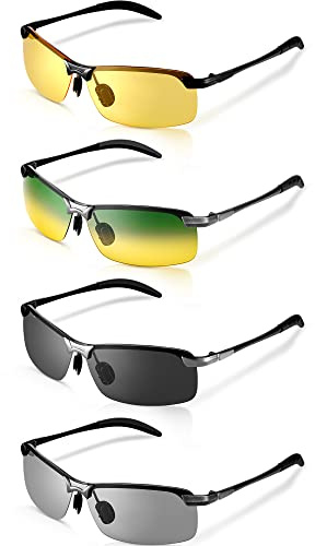 Flutesan 4 Pcs Polarized Night Driving Glasses Anti Glare Men, Multicolor
