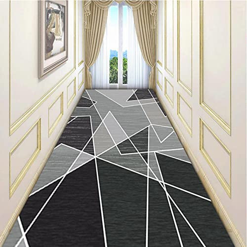HJYDAQ Tapis de Couloir Modernes, Tapis de Couloir Longs et étroits pour Couloir de Couloir d'entrée - 1 m 1,5 m 2 m 2,5 m 3 m 3,5 m 4 m 4,5 m 5 m 5,5 m 6 m Gris/Blanc/Noir (Size : 80x350cm)
