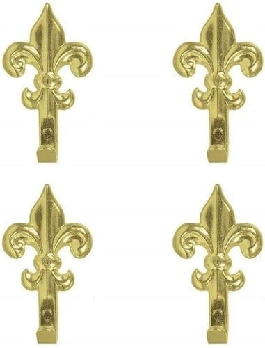 VIDOELETTRONICA® Set da 15 Ganci Oro, Appendino per Quadro, Forma Giglio, Fiorentino con Chiodi, 44 mm
