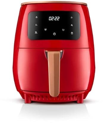 Freidora Aire Feel Lagom, Air fryer Crunch, Freidora sin Aceite, Capacidad 4.5L, 1400W, Temporizador Programable hasta 6 Horas, Hasta 4 Modos, Pantalla Táctil y Digital, Color Rojo, Dual Chef