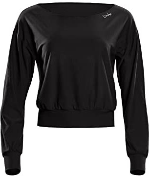WINSHAPE Damen Functional Light And Soft Cropped Long Sleeve Top Ls003ls Yoga-Shirt, Schwarz, L EU