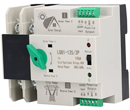 Fockety Interruptor de Transferencia Automática de Doble Poder, Controlador Rápido de Circuito AC400V 100A 2P, Mini Interruptor de Cambio de Generador de Doble Poder, Disyuntor Electrónico