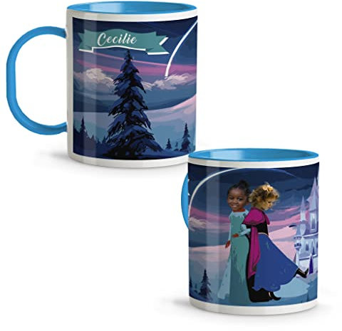 Disney-Tasse. Personalisiert mit Foto und Name. Plastikbecher für Kinder. 330 ml. Original Becher. Becher für Kinder. Originelle Geschenke. ELSA UND ANA