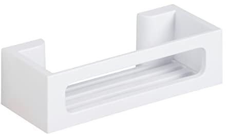 WENKO Turbo-Loc Wandablage Bralia, Bad-Ablage aus Kunststoff, Befestigen ohne Bohren, tiefes Körbchen für sicheren Stand von Shampoo und Duschgel, für Bad & Dusche, 30 x 8,5 x 12 cm, Weiß
