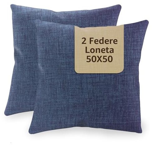 SONIT - Kissenbezug 50x50 cm - Sofa Kissen, Deko Kissenbezüge für Wohnzimmer und Schlafzimmer - 2er-Set - Made in Italy - Blau