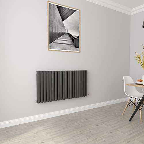 Anthracite Radiators Horizontal Oval Double Panel Designer Radiator 600x1180mm Central Heating Radiators