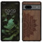 kwmobile Hülle kompatibel mit Google Pixel 7a Hülle - Holz Case - Handy Cover - TPU Handyhülle in Dunkelbraun Aufgehende Sonne