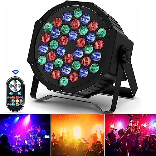 U`King 72W Par LED RGB, 36 LED Luci da Palco con Telecomando e Attivato dal Suono, Discoteca Illuminazione Palco per Feste Bar DJ Discoteca Matrimonio Concerti Halloween Natale