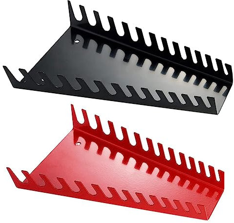 ISTOVO Support de Clé en Fer Rouge & Noir, 2 Pièces, 13 Emplacements, Pour Garage/Atelier, 20,5 cm