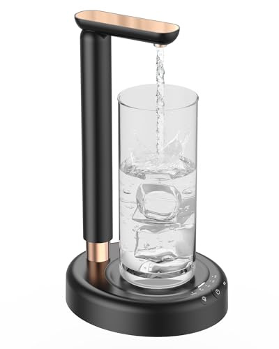 Desktop Water Bottle Dispenser, SPOVEN Electric Table Water Dispenser with Dust Cover for 1-5 Gallon Bottle Pump, Portable Type-C Charging Drinking Water Dispenser Water Jug Pump for Home Office
