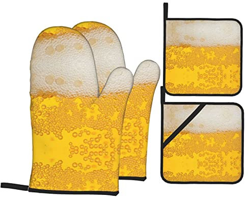 Bier Schaum Küche Backen Vier Stück Set Topflappen Ofen Handschuhe Für Grillen Kochen Und Backen