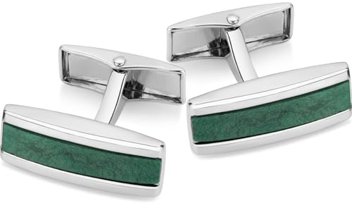 LINDENMANN Manschettenknöpfe Herren grün im Geschenketui für Business oder Hochzeit