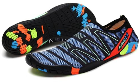 Escarpines Hombre Mujer Zapatillas de Agua Playa y Piscina Barefoot Calzado Minimalista Zapatos Pies Descalzos Water Shoes Calcetines Natacion para Actividades Acuáticas(2# Azul Oscuro, 42 EU)
