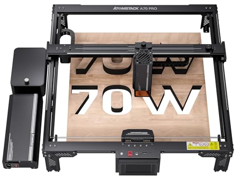ATOMSTACK A70 Pro Laser Graviermaschine und laser Cutter 70W mit 60L/min Air Assist, Automatischer Flammenalarm, intelligente Kühlung, Doppel Wellenantrieb, Offline-Gravur,große Gravurfläche 400*500mm