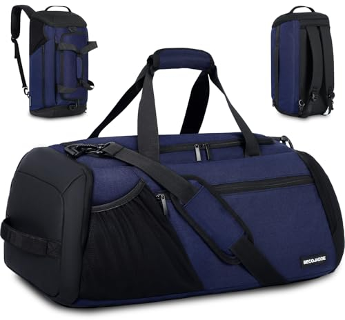 Sporttasche Herren 40L Groß Sporttaschen Reiserucksack Mehrere Taschen Rucksack mit Schuhfach Nassfach Wasserdicht für Schulter und Hand Trainingstaschen Weekender Tasche Sports Bags Navy blau