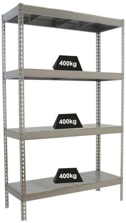 PROREGAL Schwerlastregal Big Metal YETI Four | HxBxT 200x150x45cm | Fachlast 400kg | Verzinkt | Regal Standregal Werkstattregal Lagerregal Kellerregal