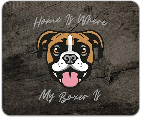 Shopagift Dog Pet Lover Mouse Mat Pad Home is where my Boxer is 24cm x 19cm