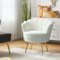 HULALA HOME Sessel aus Samt mit Dicker Rückenlehne, moderner Loungesessel mit goldenen Beinen, bequemer Armlehnensessel für Wohnzimmer, Schlafzimmer und Esszimmerstuhl, Weiß