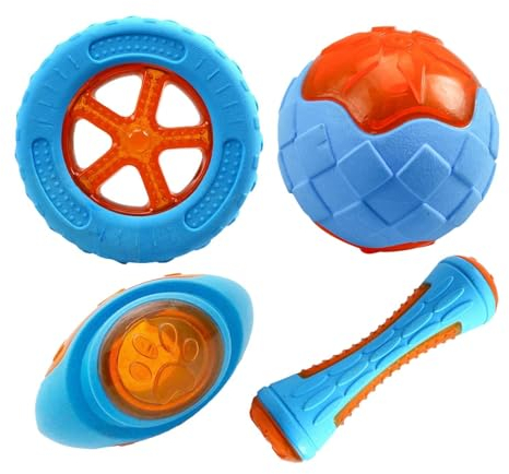 Streysisl Wasserspielzeug für Hunde,Interaktives Hundespielzeug | 4-teiliges Set Poolspielzeug für Hunde - Interaktives Zahnreinigungsspielzeug mit integriertem Quietscher, Schwimmbecken für Hunde,