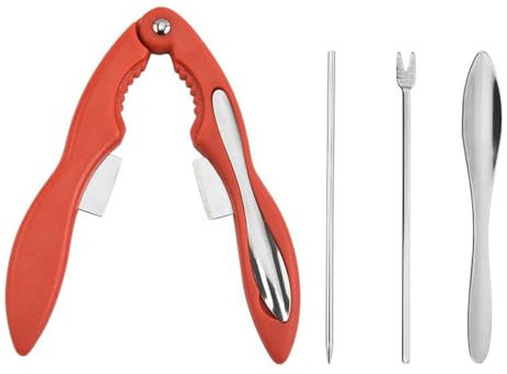 Hsthe Sea Strumento Multifunzionale per Artigli di Granchio Strumento Portatile per Artigli di Frutti di Mare 3 in 1 Chele di Granchio Forchette di Granchio Aghi di Granchio