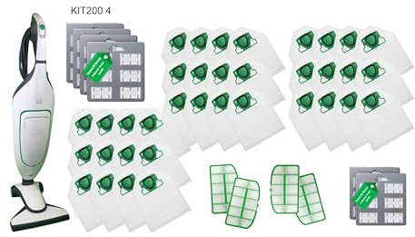 BUYBUY Kit 36 Sacchetti compatibili per Folletto VK200 MCS002B, 36 Profumi MCS009A, 4 filtri MCS0011A