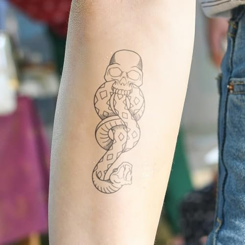 Harry Potter Das dunkle Mal Tattoovegane & wasserfeste Temporäre Tattoos - EU-Kosmetikzertifizierte Farbe - revolutionäres 2 Wochen Tattoo