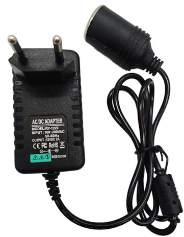 Lelukee 36W Automobile Sigaretta Presa Accendisigari,Alimentatore AC a DC Adattatore 100V - 240V a 12V 3A,Potenza Trasformatore Convertitore per Apparecchiature di Bordo a Bassa